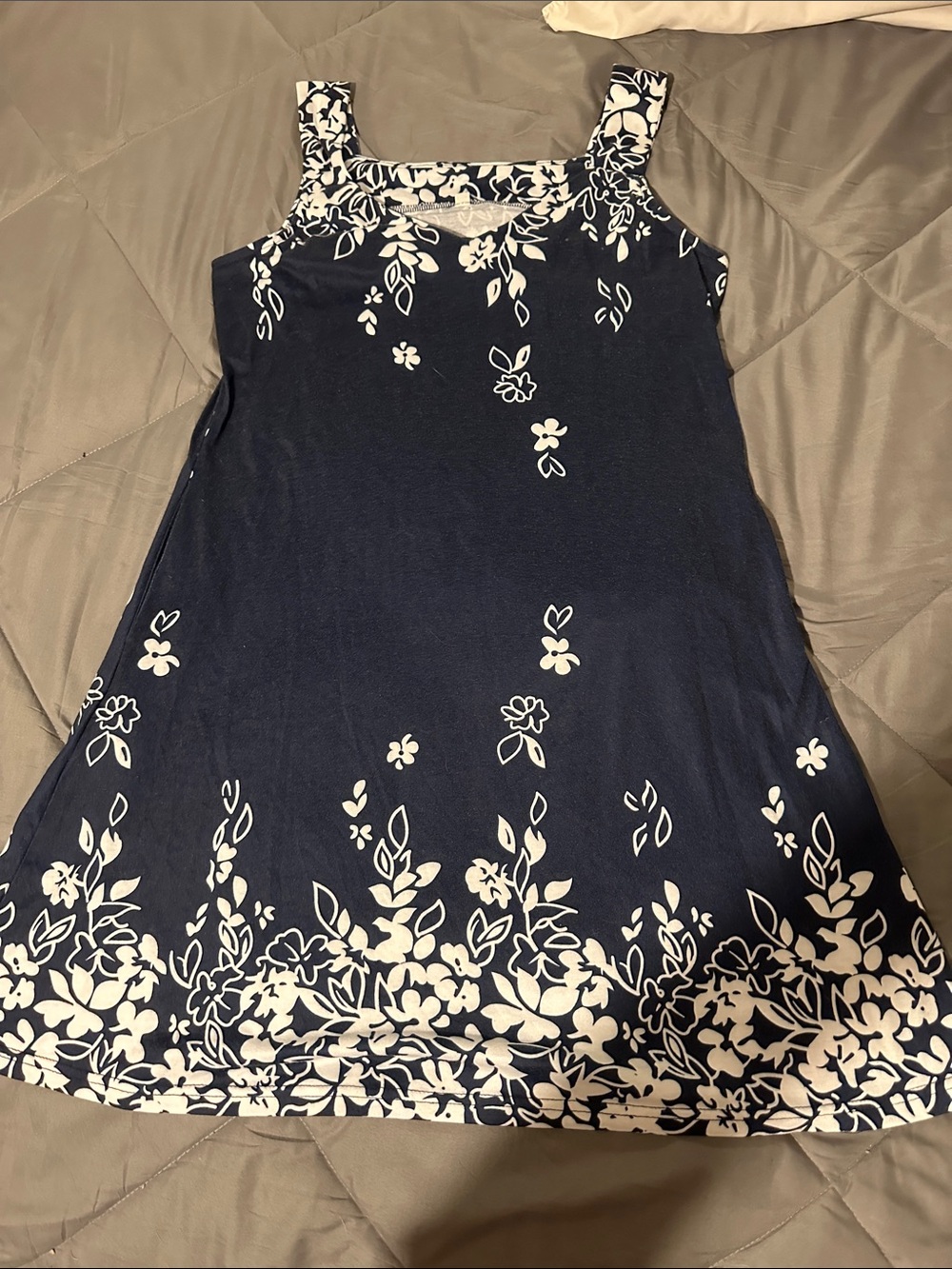 Navy Blue Floral Sundress with pockets